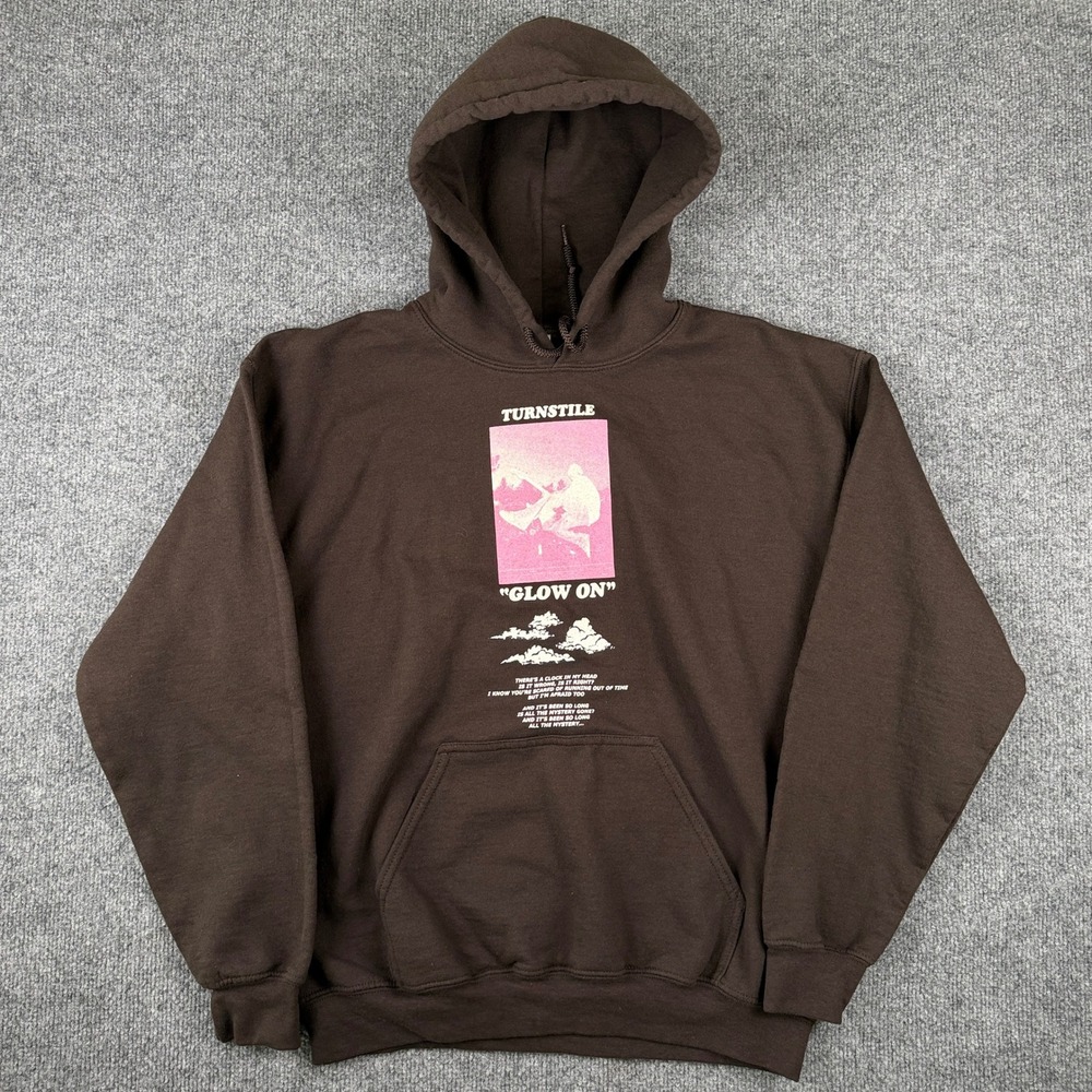 Turnstile Hoodie Mens M Brown Glow On Hardcore Band Tour